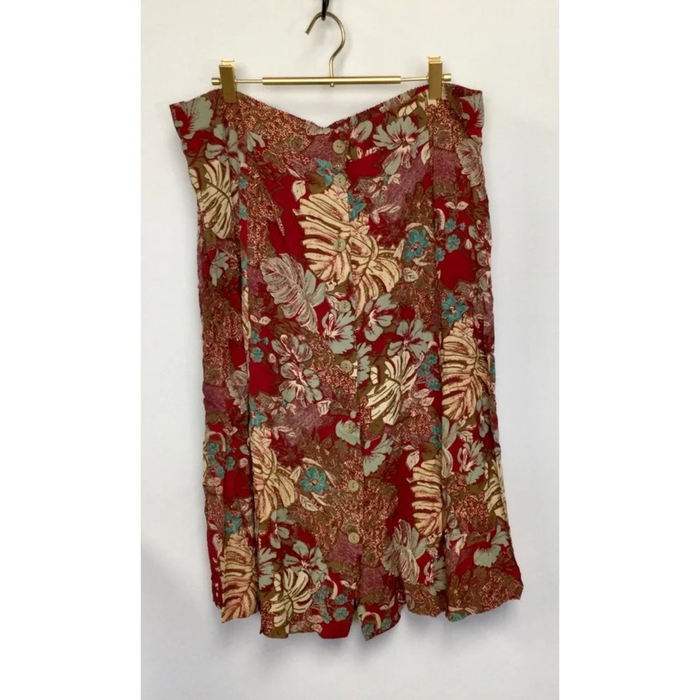 Vintage Women's Maggie Barnes Skirt, 22W, Red Floral - Picture 2 of 9